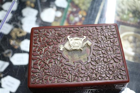 A Chinese red lacquer box and cover